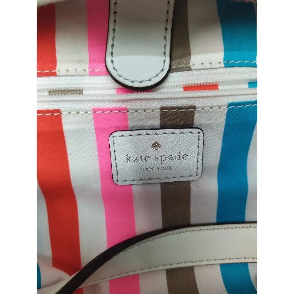 Kate Spade New York White Leather Carryall Double Handles Satchel Bag